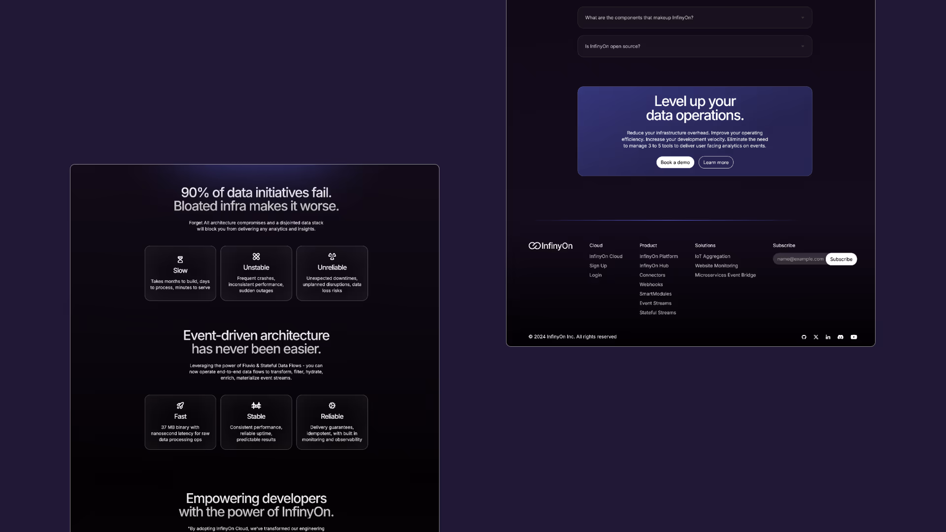 InfinyOn alternate desktop view showcasing data dashboard design