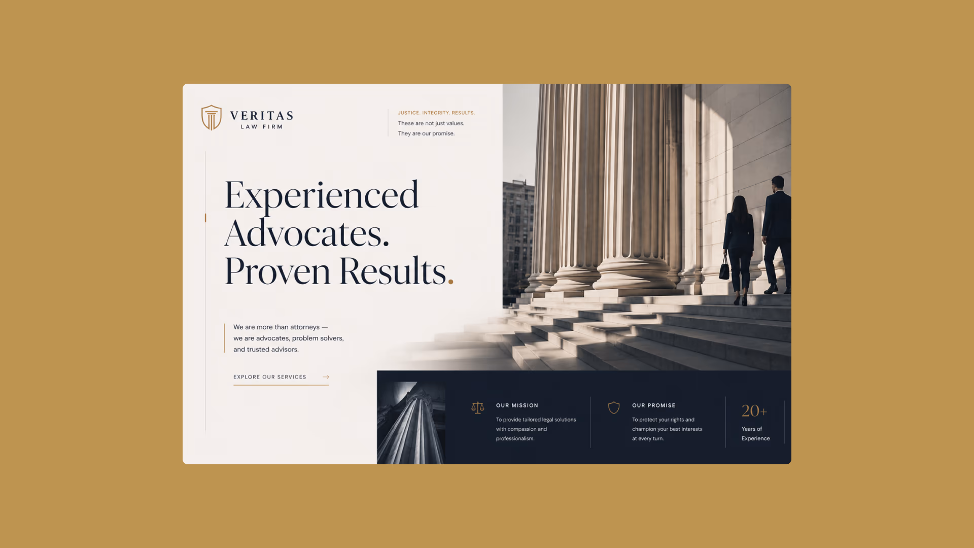 Veritas Law Firm desktop website homepage design mockup