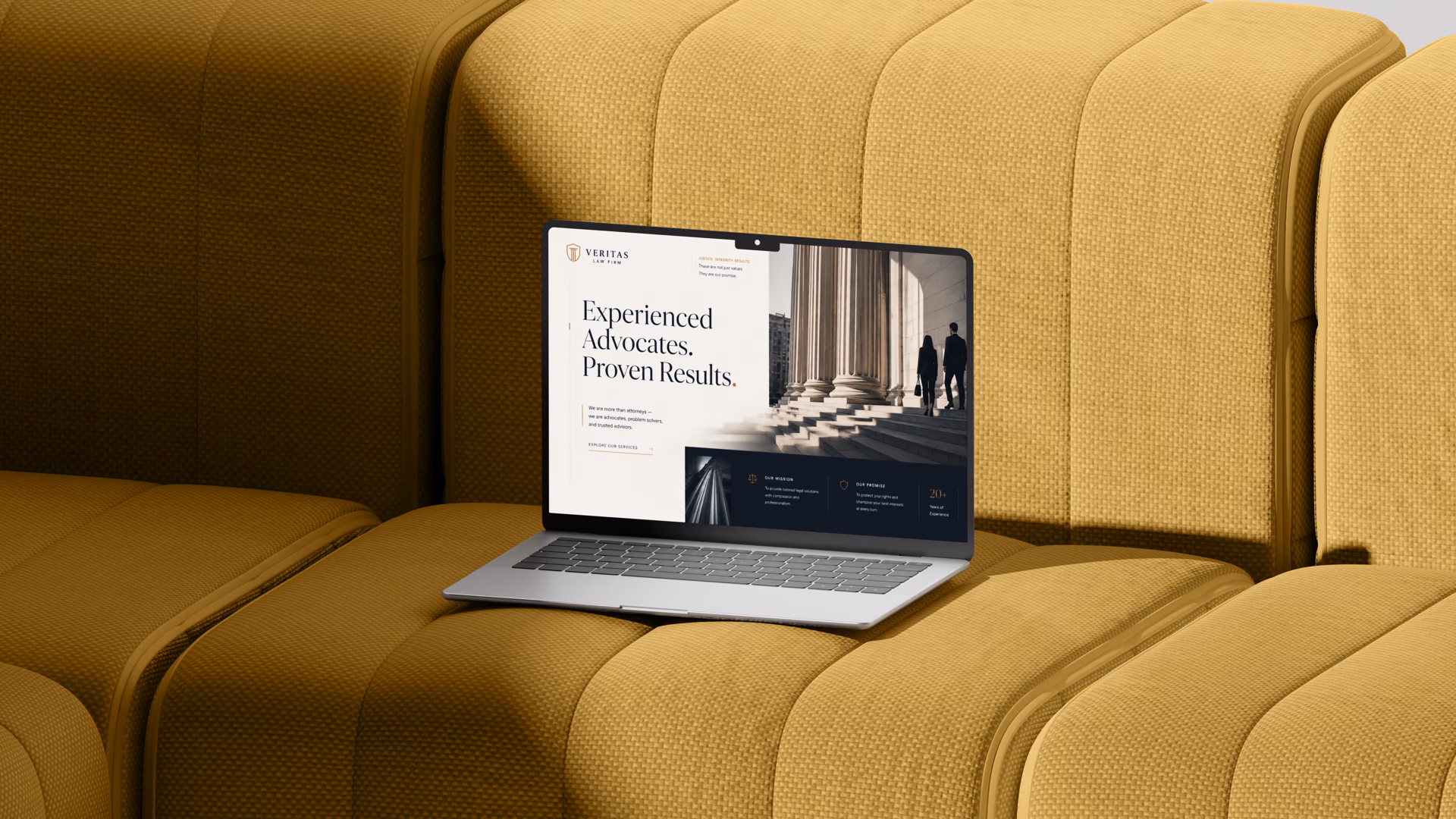 Veritas Law Firm website design displayed on a modern laptop screen