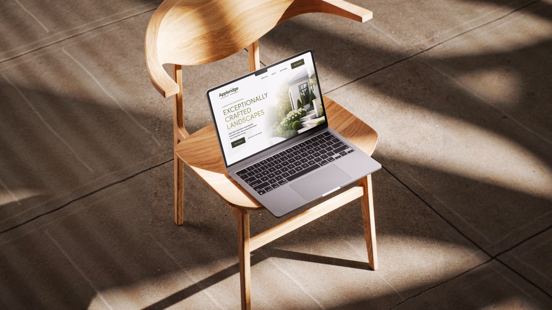 Appleridge landscaping website design displayed on a laptop screen