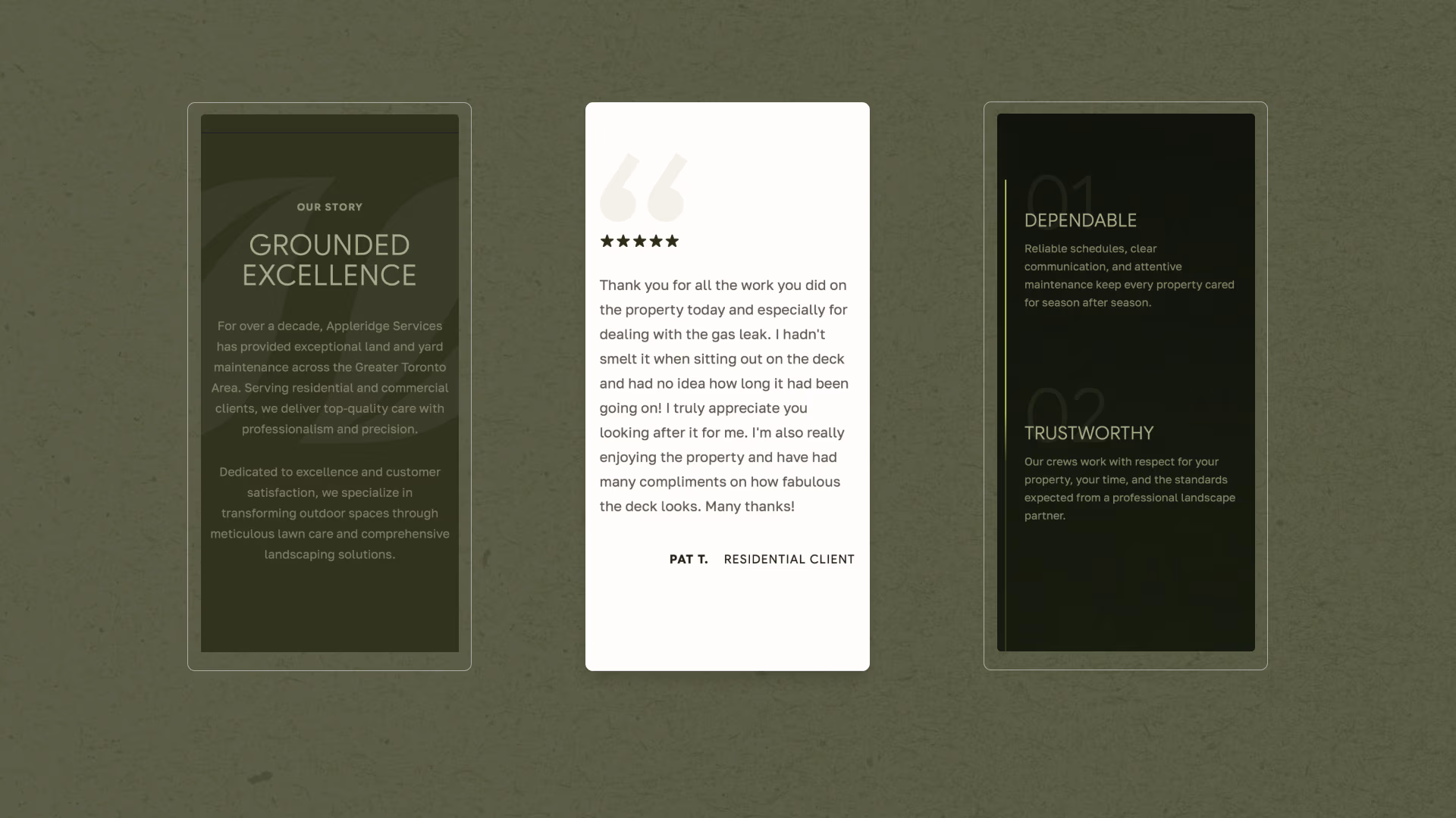 Responsive mobile screen view of the Appleridge landscaping website
