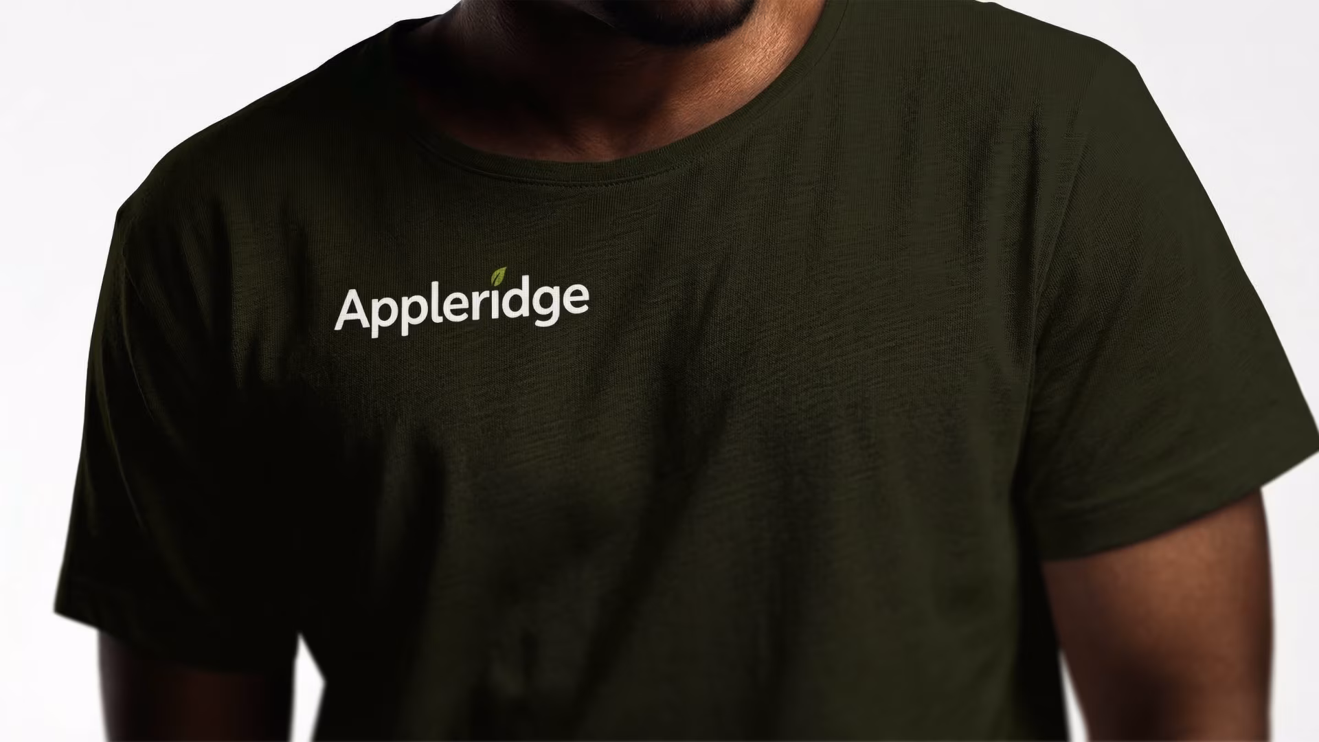 Appleridge branded t-shirt merchandise mockup showing logo application