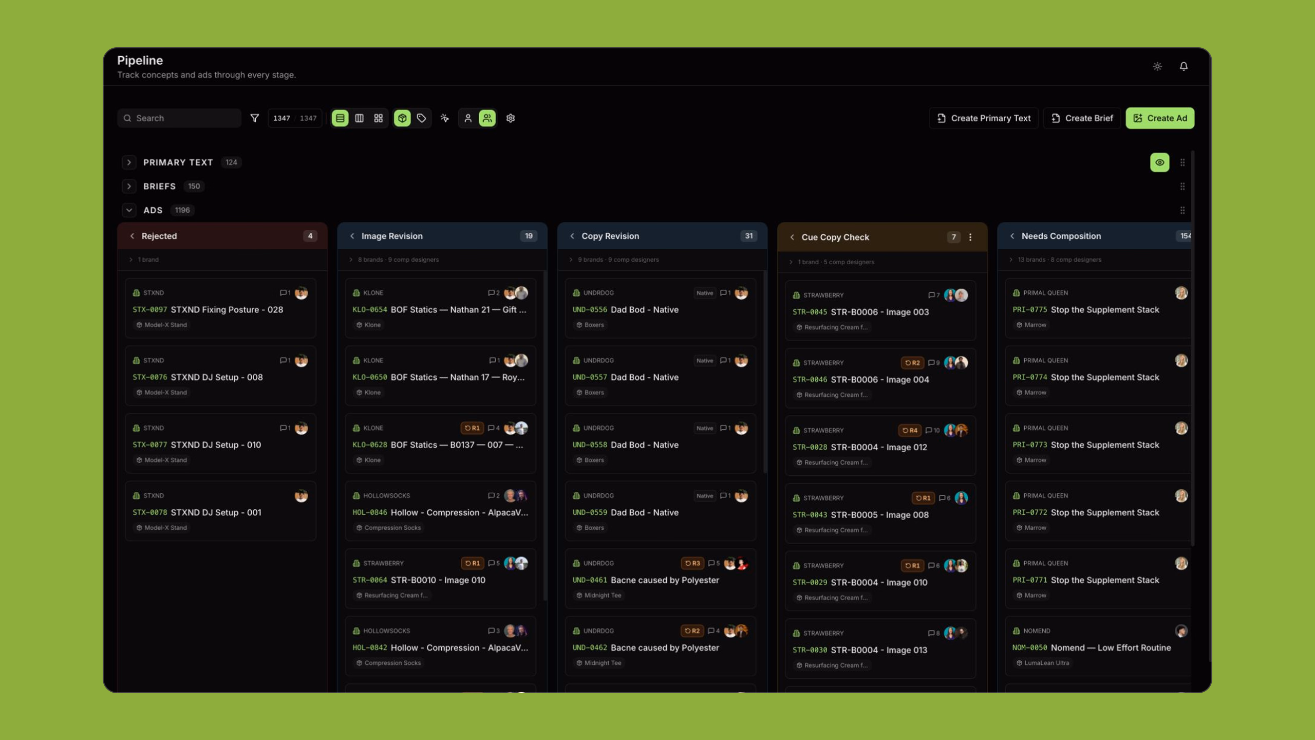 Live GrowthPod Ads pipeline with complete top toolbar